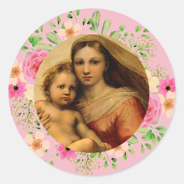 Sticker Rond Rafael Madonna Sistine (Devant)