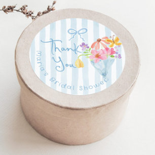 Sticker Rond Rafraîchement sur le marché Aquarelle bleue Merci