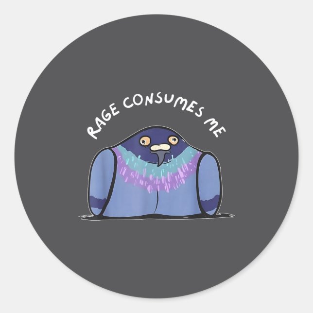 Sticker Rond Rage Consumes Me Funny Geon Meme Hand Drawn  (Devant)