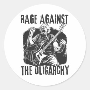Sticker Rond Rage Contre L'Oligarchie Bernie Sanders Lutte Cont