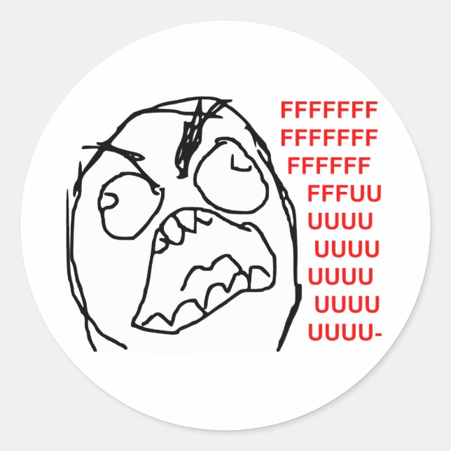 Sticker Rond Rage Guy Angry Fuu Fuu Rage Face Meme (Devant)