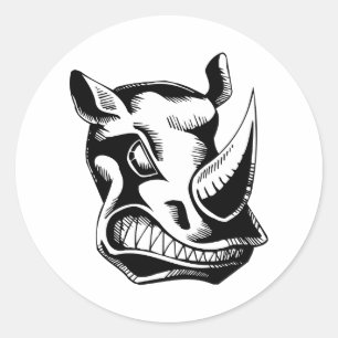 STICKER ROND RAGING RHINO TATTOO TRIBAL VECTOR CLASSIQUE GRAPHI