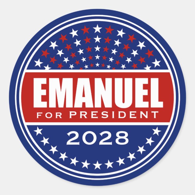 Sticker Rond Rahm Emanuel Président 2028 (Devant)