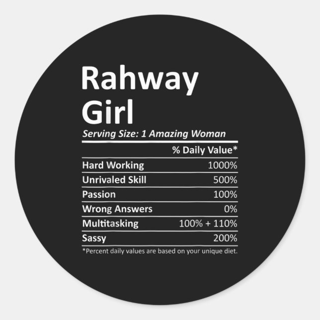 Sticker Rond Rahway Girl Nj New Jersey Funny City Home Roots Us (Devant)
