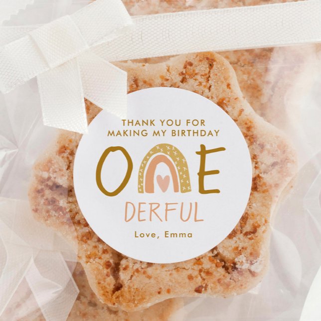 Sticker Rond Rainbow 1er anniversaire fille Merci (Créateur téléchargé)