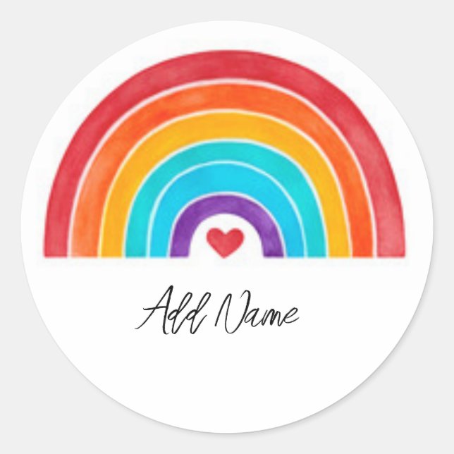 Sticker Rond Rainbow - Ajouter votre nom (Devant)