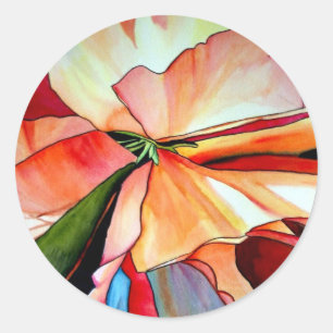 Sticker Rond Rainbow Begonia flower watercolour original