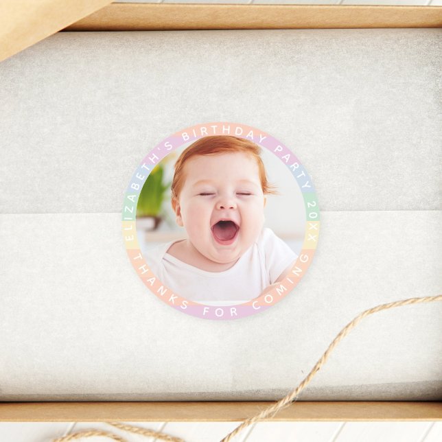 Sticker Rond Rainbow Birthday Merci D'Être Venu Photo (Créateur téléchargé)