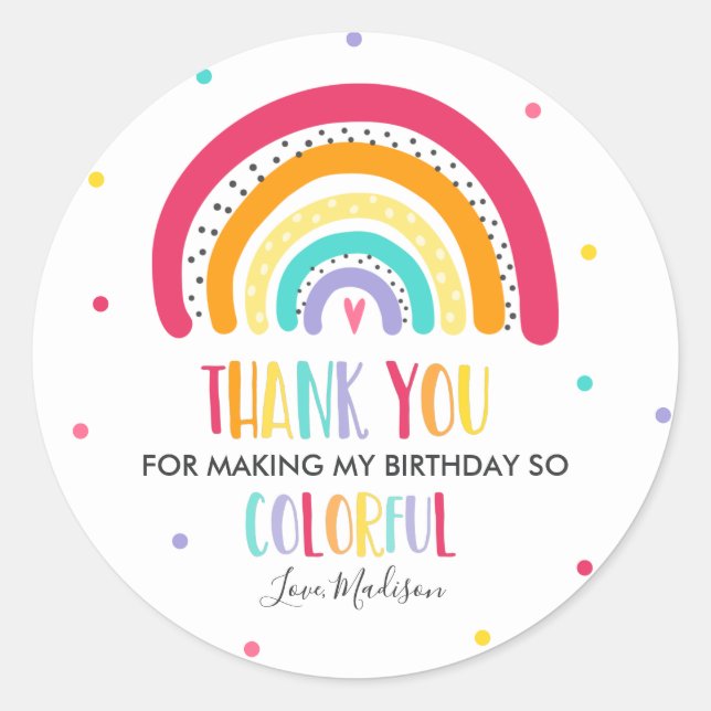 Sticker Rond Rainbow Bright Party Favoriser (Devant)