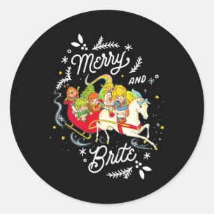 Sticker Rond Rainbow Brite Noël Joyeux Et Brite Sleigh Rid