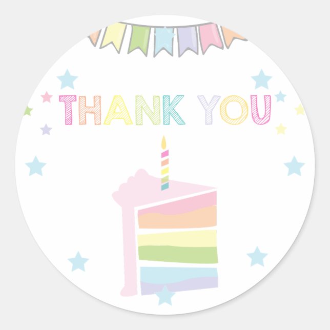 Sticker Rond Rainbow Cake Pastel Merci (Devant)