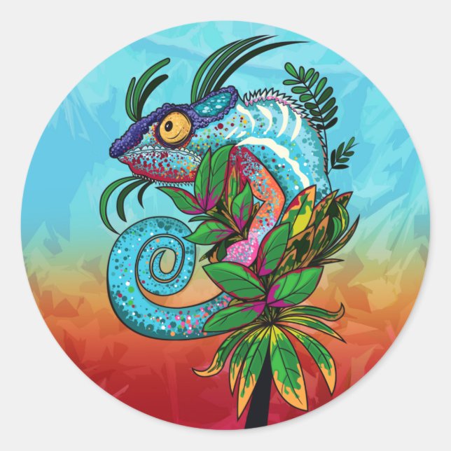 Sticker Rond Rainbow Chameleon (Devant)