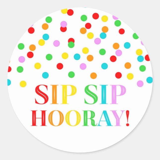 Sticker Rond Rainbow Confetti Sip Sip Hooray (Devant)