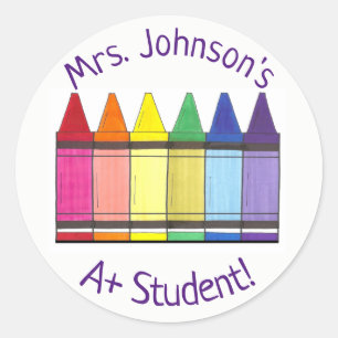 Sticker Rond Rainbow Crayon Personnalisé A+ Étudiant en art