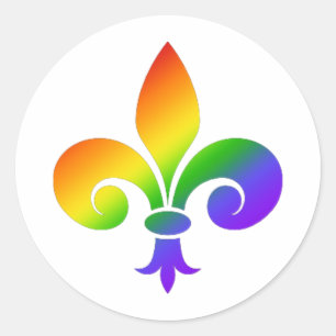 Sticker Rond Rainbow Fleur de Lis de fantaisie