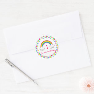 Sticker Rond Rainbow Girl N'importe quel âge Anniversaire