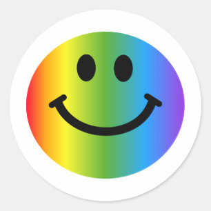 Sticker Rond Rainbow Happy Face