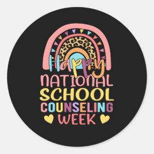 Sticker Rond Rainbow Happy National School CounselWeek Coun