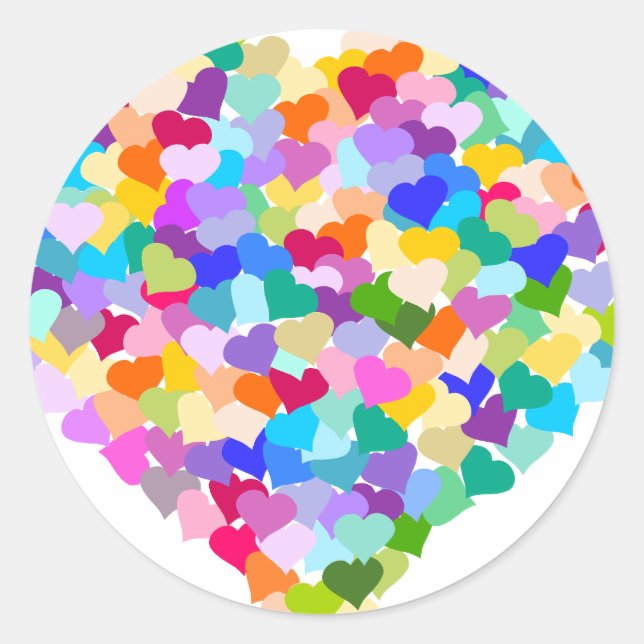 Sticker Rond Rainbow Heart Confetti (Devant)