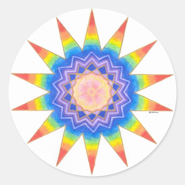 Sticker Rond Rainbow Heart Star (Devant)