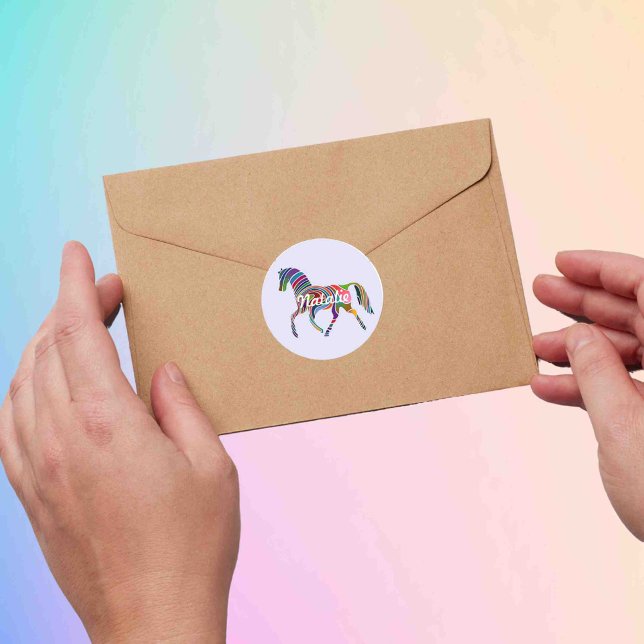 Sticker Rond Rainbow horse - personnalisé (Créateur téléchargé)