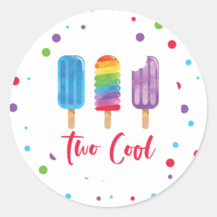 Sticker Rond Rainbow Ice Pop Deux Cool 2e anniversaire