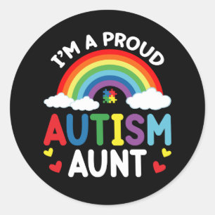Sticker Rond Rainbow I'm A Proud Autism Aunt Autism Awareness
