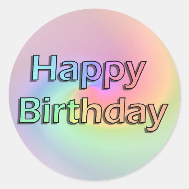 Sticker Rond Rainbow Joyeux anniversaire (Devant)