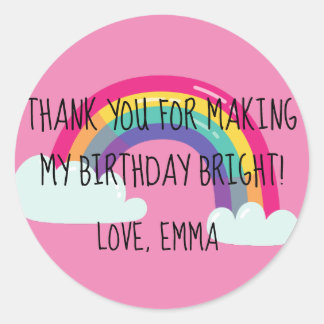Sticker Rond Rainbow Joyeux Ballotin de fête d'anniversaire