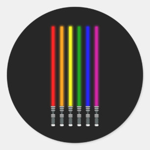 Sticker Rond RAINBOW LIGHTSABER LGBT Pride Mois LGBTQ Rainbow