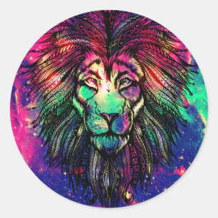 Sticker Rond Rainbow Lion