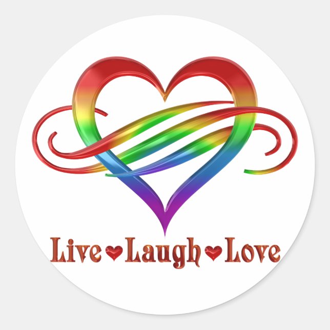 Sticker Rond Rainbow live Laugh Love (Devant)