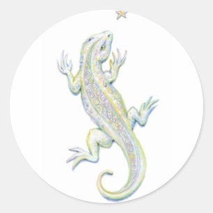 Sticker Rond Rainbow Lizard