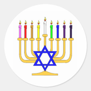 Sticker Rond Rainbow Menorah