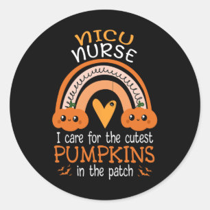 Sticker Rond Rainbow NICU Infirmier Citrouilles Cutest Dans Le