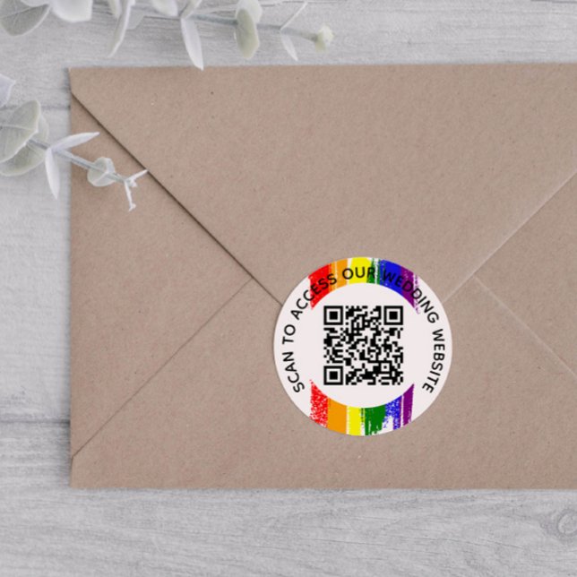 Sticker Rond Rainbow Paint Strots Site Mariage QR Code (Créateur téléchargé)