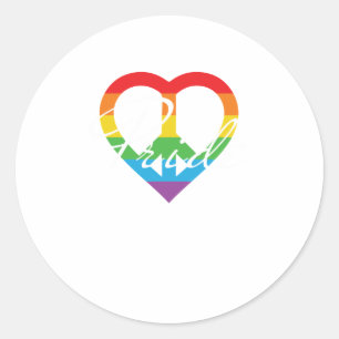 Sticker Rond Rainbow Peace Heart Pride LGBT