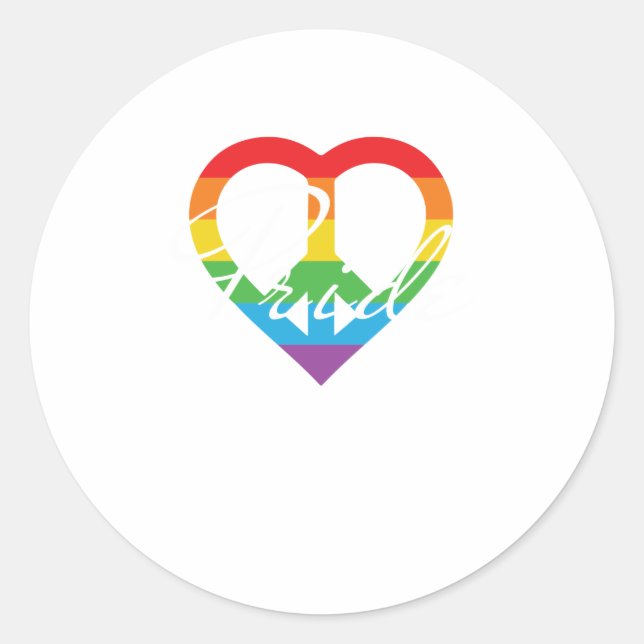 Sticker Rond Rainbow Peace Heart Pride LGBT (Devant)