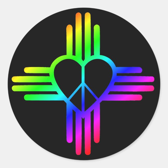 Sticker Rond Rainbow Peace Heart Zia (Devant)