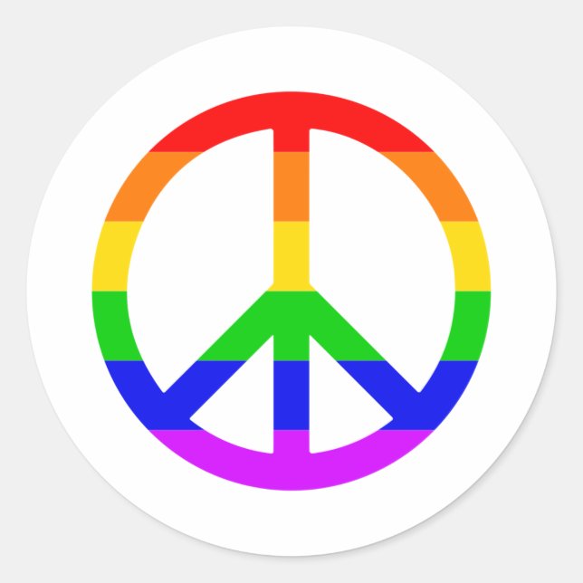 Sticker Rond Rainbow Peace Sign (Devant)