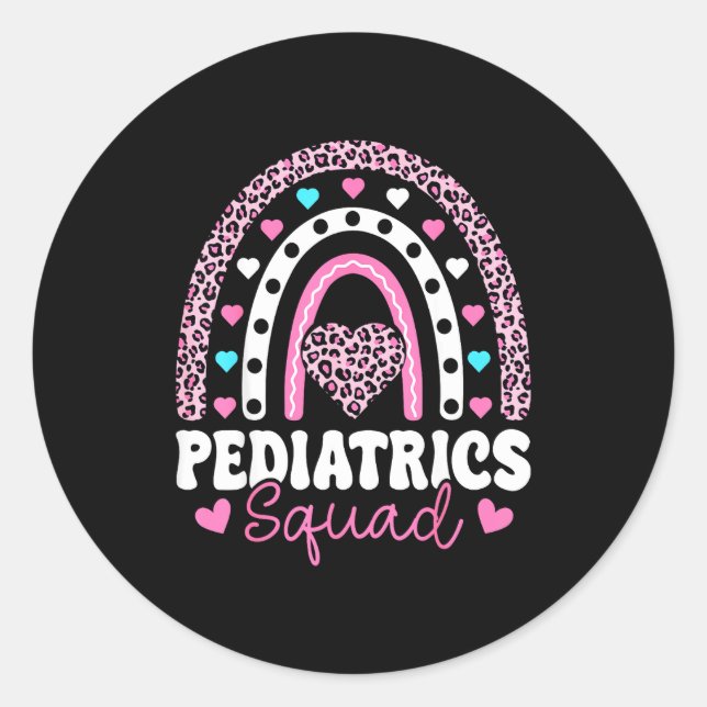 Sticker Rond Rainbow Pediatrics Squad - Valentine's Day Pediatr (Devant)