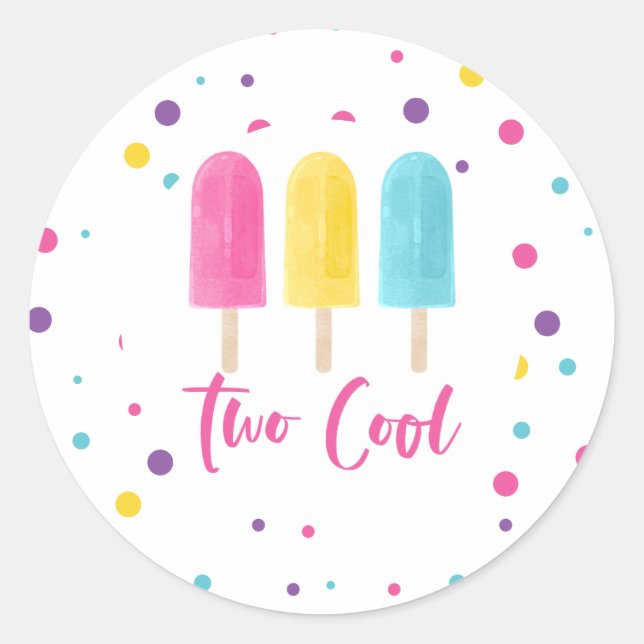 Sticker Rond Rainbow Pop Deux Cool 2e anniversaire (Devant)