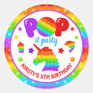 Sticker Rond Rainbow Pop It Fidget Toy Anniversaire