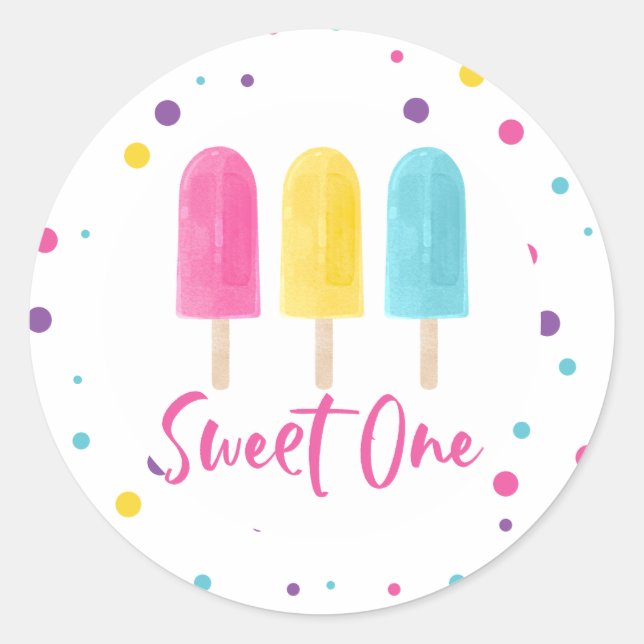 Sticker Rond Rainbow Pop Sweet Un 1er anniversaire (Devant)