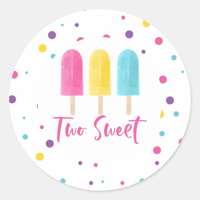 Sticker Rond Rainbow Pop Two Sweet 2e anniversaire (Devant)