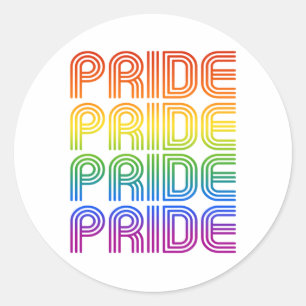 Sticker Rond Rainbow Pride Retro
