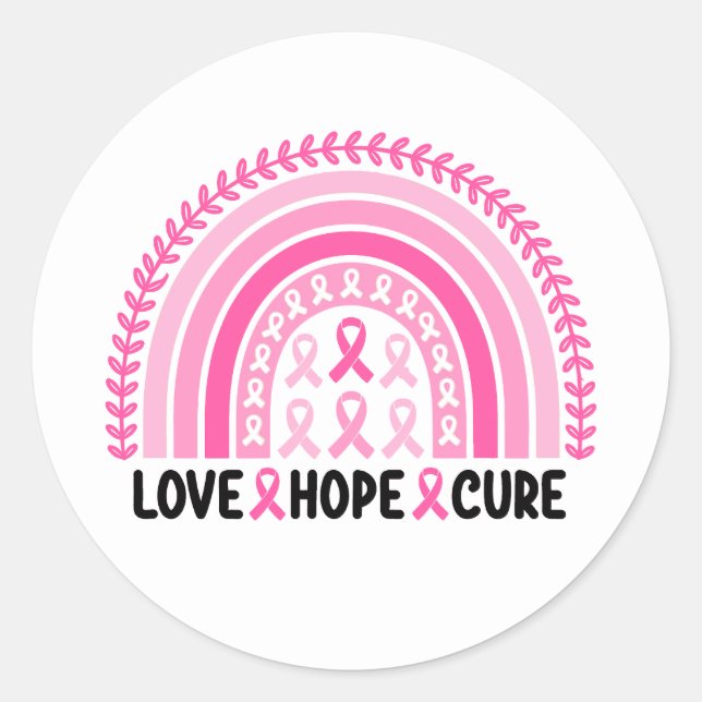 Sticker Rond Rainbow Ribbon Breast Cancer Awareness (Devant)