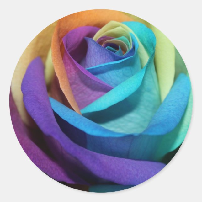 Sticker Rond Rainbow Rose Love Flower Miss-you Peace Destiny (Devant)
