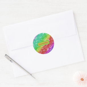 Sticker Rond Rainbow Shellfish Motif Ajouter un nom