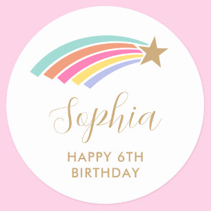 Sticker Rond Rainbow Shooting Star 6e anniversaire